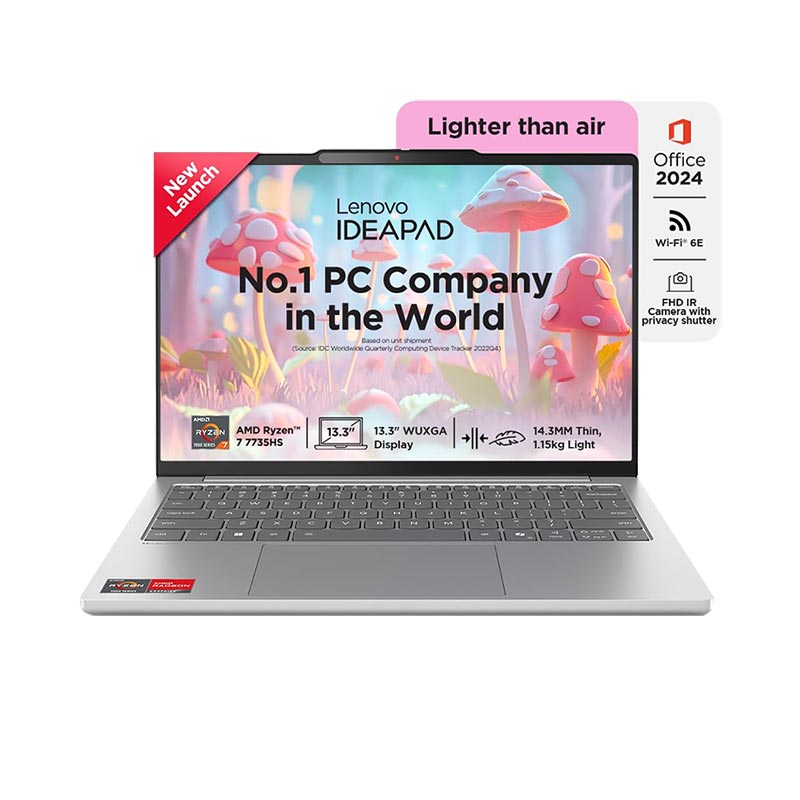 Picture of Lenovo IdeaPad Slim 5 - AMD Ryzen 7 7735HS 13.3" (33.7cm) 83J2000HIN Thin & Light Laptop (16GB/ 512GB SSD/ Integrated AMD Radeon 680M Graphics/ WUXGA IPS Display/ Windows 11 Home/ MS Office 2024/ Backlit Keyboard/ 1Year Warranty/ Grey/ 1.15Kg)